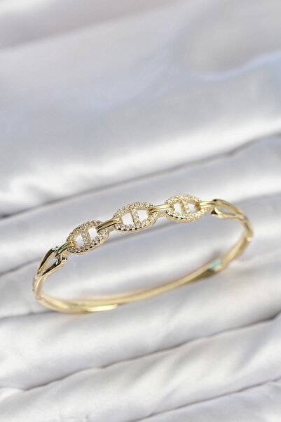 Inure Jewelry سوار نسائي على شكل سلسلة ذهبية اللون مرصع بحجر الزركون
