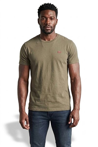 Levi's Tricou pentru bărbați, kaki, cu gât tip crewneck