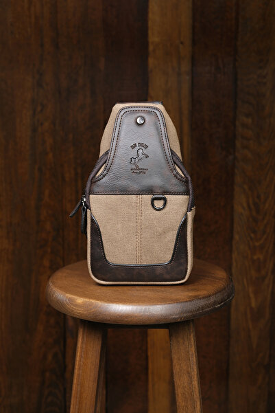 en deri Brown Canvas Men's Shoulder Bag - Casual Crossbody Messenger Bag