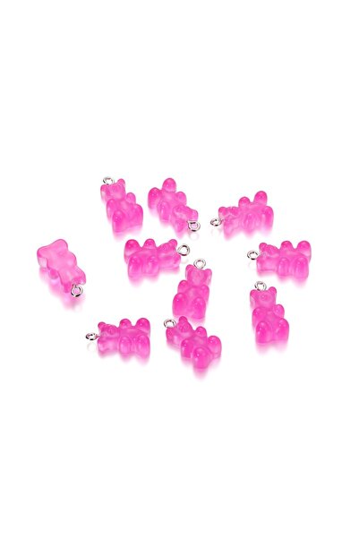 Choice13 Fuchsia 20Pcs 6 Color Colorful Bear Charms Resin Cabochons Glitter G...