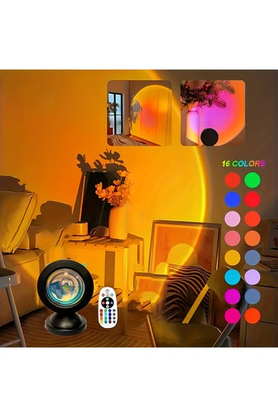 Hoopet RGB 1pc Vibrant Sunset Projection Light - 16-Color Spectrum, USB Remot...