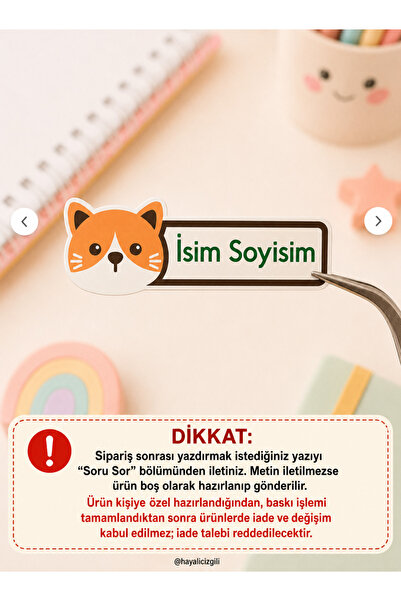 Hayali Çizgili Kişiye Özel İsim Etiketi Sticker 39 Adet A4 Tabaka Mat Baskı 5...
