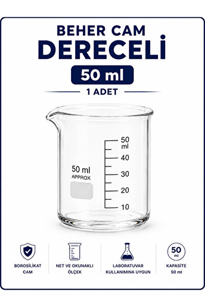 Labolist Beher Cam Dereceli 50 ml 1 Adet