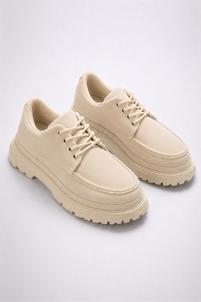 Mhoda Shoes حذاء موكاسين برباط من جلد الغزال باللون البيج