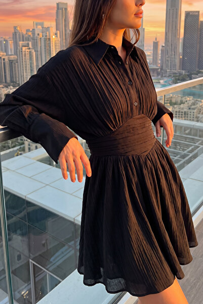 FASHION COCKTAIL Shirt Style Button-Down Collar Sitting Waist Sheer Top Flare...