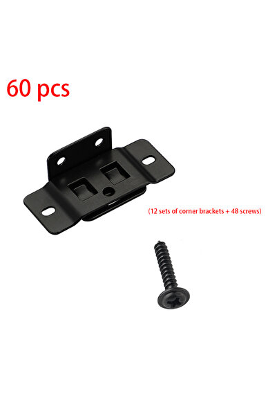 Choice black 12 Sets (60 Pieces) Heavy-Duty L-Shaped 90-Degree Angle Brackets...