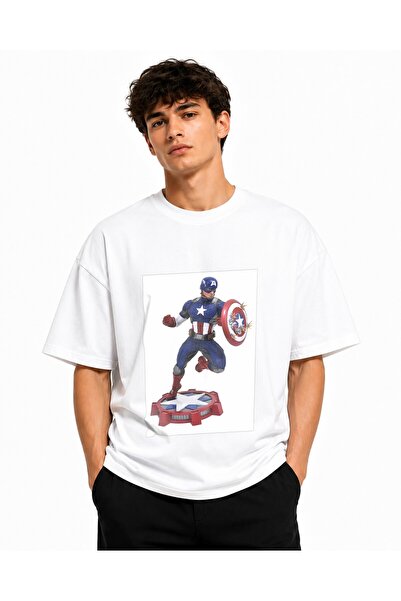 Inscriptie Tricou Unisex Bumbac Premium Casual " Captain America - statue dia...