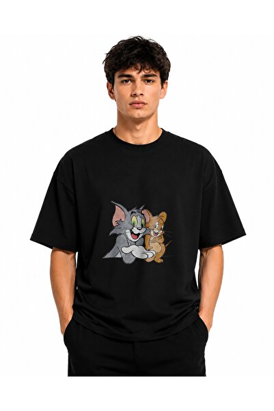 Inscriptie Tricou Unisex Bumbac Premium Casual " Tom and Jerry - imagine "