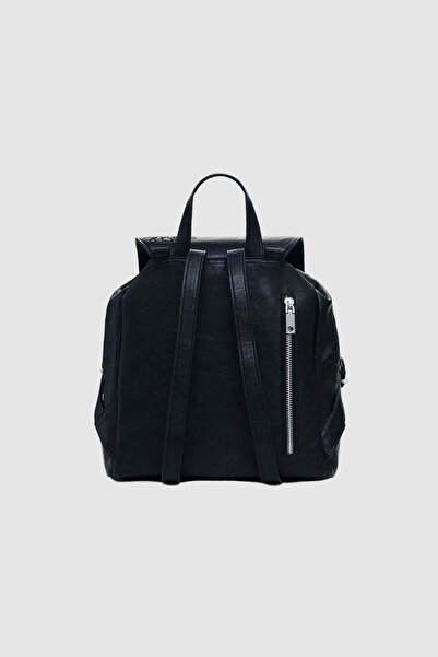 Desigual Rucsac negru de damă cu imprimeu floral în relief și buzunare frontale