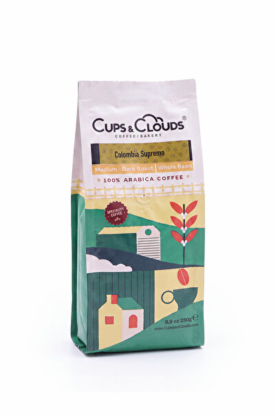 Cups & Clouds COLOMBIA SUPREMO SINGLE ORIGIN 250 G ORTA-KOYU KAVRULMUŞ ÇEKİRD...