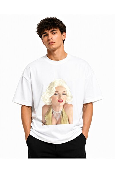 Inscriptie Unisex Premium Cotton Casual T-Shirt "Marilyn Monroe wig uk"