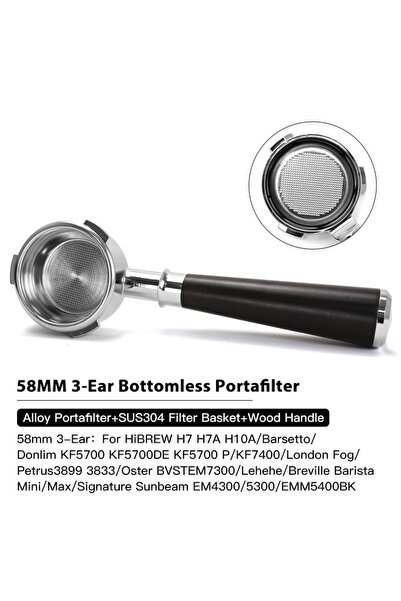 Choice4 58mm 3-Eea DZ AL 58mm Bottomless Portafilter 3Ear For Hibrew h7 h7a h...