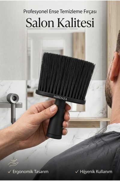 mirenza cosmetic فرشاة تنظيف الظهر الاحترافية باللون الأسود غير اللامع