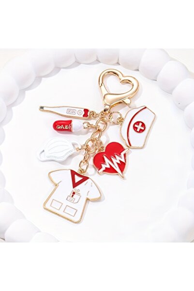 Choice Red Cartoon Infusion pump Thermometer Surgical Mask Enamel Keychain Me...