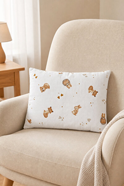 Ponchik 100% Cotton Muslin Baby Pillow 42X33 cm Bead Silicone Filled Pillow a...