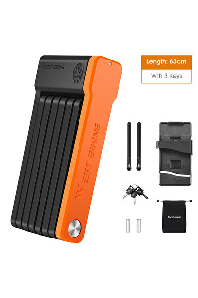 Choice Black Orange WEST BIKING Foldable Bicycle Lock MTB Road Security Anti-...