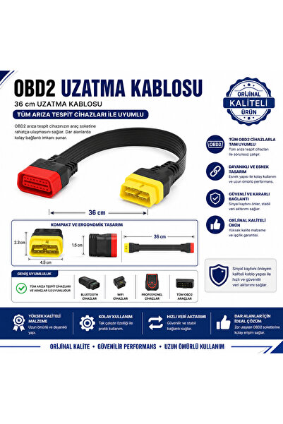 vgate icar Launch Obd2 16 Pin Uzatma Kablosu 36 Cm