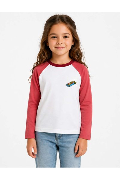 OrganicKid Mix Kız Çocuk Reglan Uzun Kollu Narçiçeği T-shirt