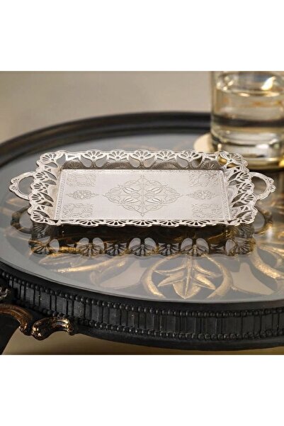 Generic Handmade Large Silver-Colored Copper Serving Tray for Six – Authentic...
