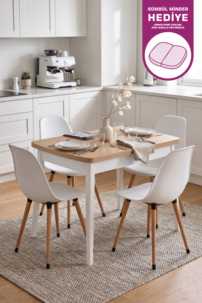 VİLİNZE Vilinze Eames Sandalye Avanos Ahşap MDF Açılır Mutfak Masası Takımı -...