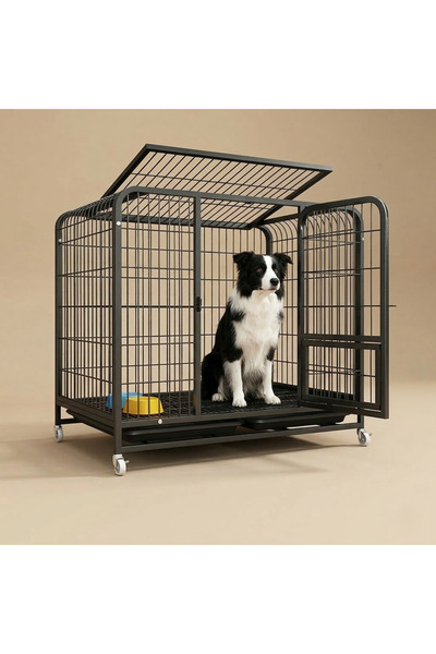 Tasma Market Tekerlekli Metal Köpek Kulübesi ve Taşıma Kafesi 94x65x86 cm – O...