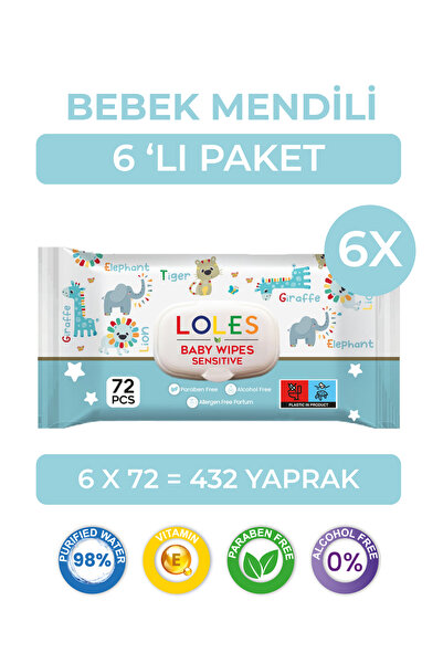 Lole's Sensitive Bebek Islak Mendil 6x72 432 Yaprak