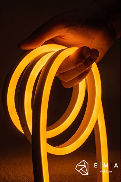 Ema Dükkan 5 Metre 12V Neon Led Şerit Işık Amber Neon Led Prize Tak Çalıştır ...