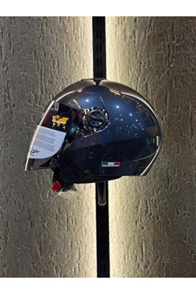 Sway SW 715 HD Grey Yarım Kask Silver Vizör
