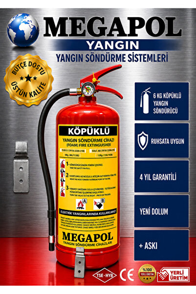 megapol 6 kg marin tekne sertifikalı köpüklü yangın söndürme cihazı, yangın s...