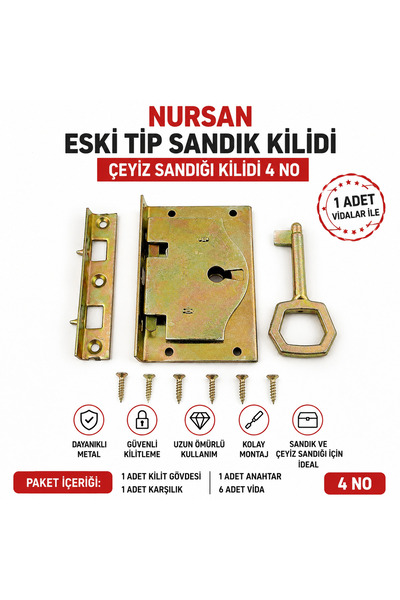 NURSAN قفل صندوق الزينة من النوع القديم، قفل صندوق الزينة رقم 4، يتم إرساله م...