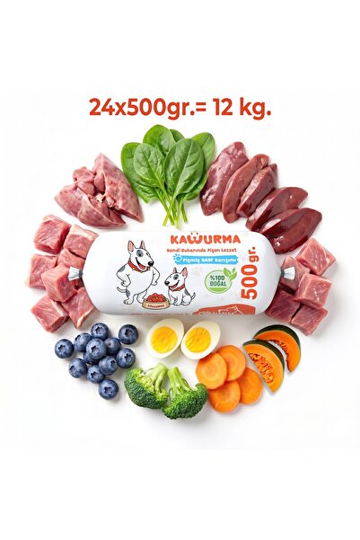 Kavurma Pişmiş Barf Köpek Maması 12 Kg - 500 g x 24