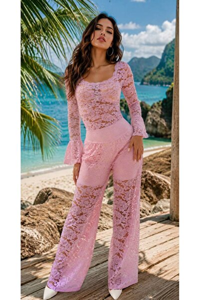 MAXORA SHOP Compleu din dantela format din bluza si pantaloni