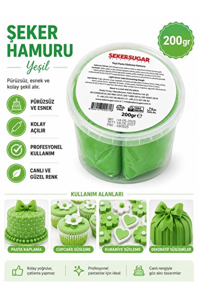 ŞEKER & SUGAR Şeker Sugar YEŞİL Şeker Hamuru 200 gr