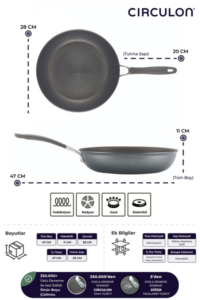 Circulon A1 Serisi ScratchDefense Çizilmez Yapışmaz Kızartma Tavası - 28 CM