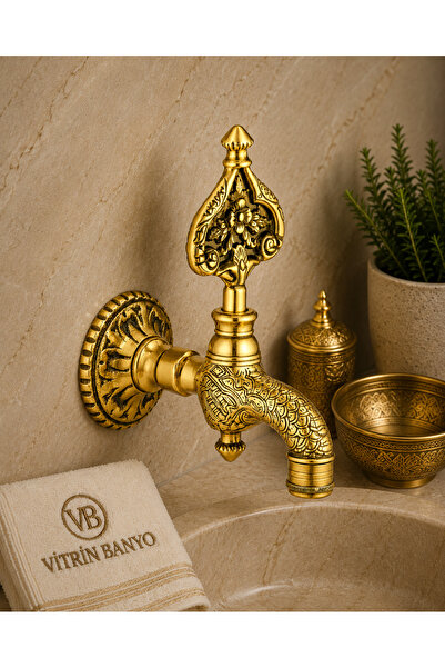 vb vitrinbanyo Ottoman Bath Faucet Gold Color Patterned Heavy Model Kurna Fau...