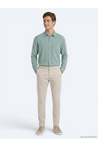 Kip Μπεζ υφαντό Jogging Fit Casual Βαμβακερό παντελόνι