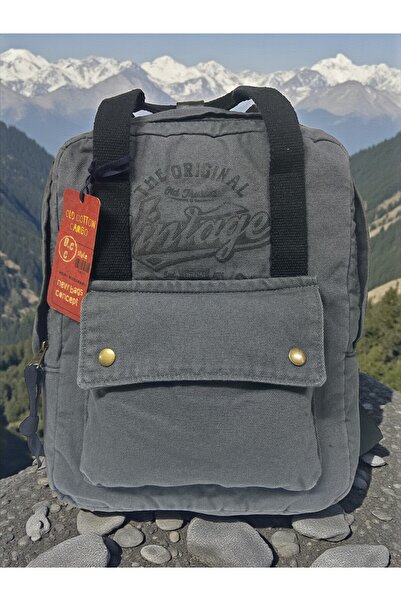 Old Cotton Quality Single Compartment Unisex Design Vintage School Travel Dai...