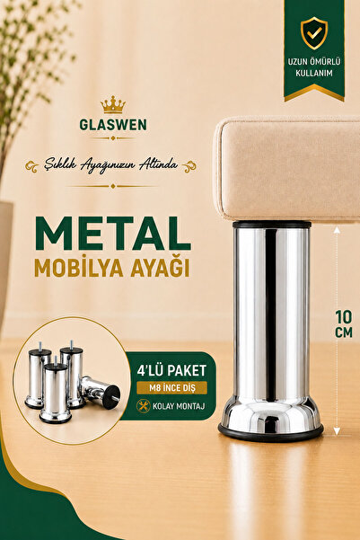 GLASWEN 4 τμχ Μεταλλικά πόδια στήριξης 10 εκ. Έπιπλα από χρώμιο Καναπές Βάση ...