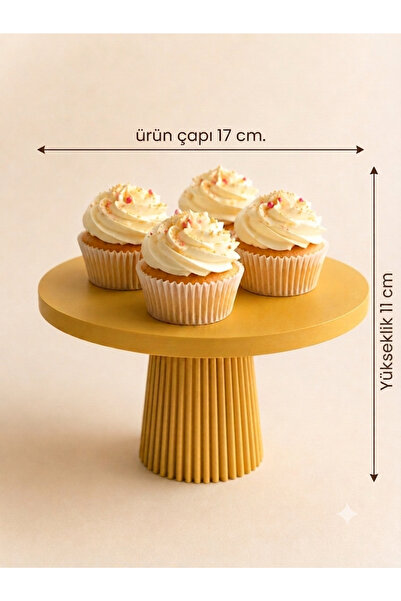 Genel Markalar Cupcake Ayaklı Stand Çizgili Desen Sarı