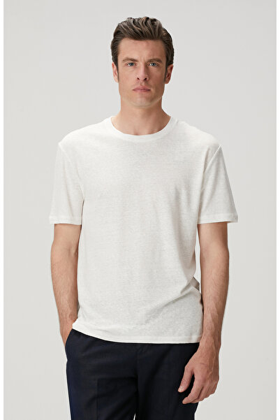 Network Kırık Beyaz Keten Karışımlı T-shirt