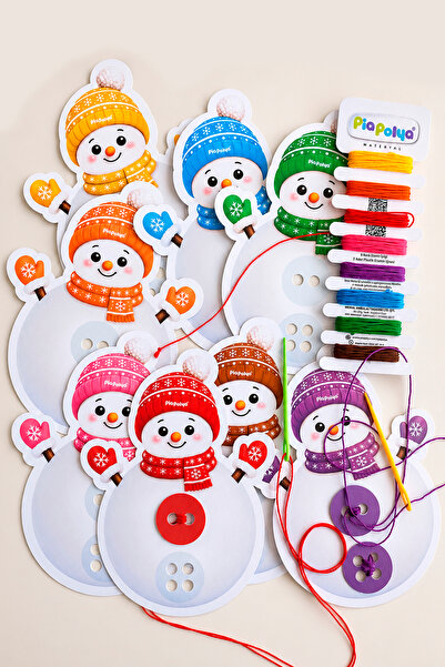 piapolya Snowman Button Strut Activity - 2 Plastic Needles, Finger Developmen...