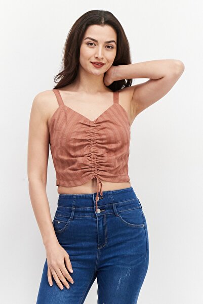 Gentle Fawn Women V-Neck Sleeveless Textured Tank Top, Brown