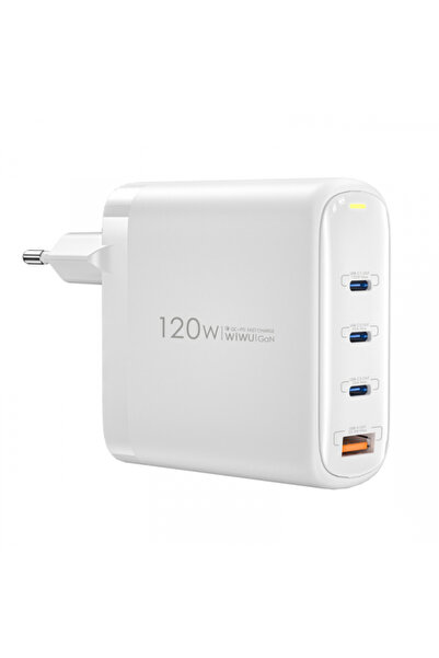 Universal Incarcator Retea WiWu Wi-U020, 120W, 3A, 1 x USB-A - 3 x USB-C, Alb