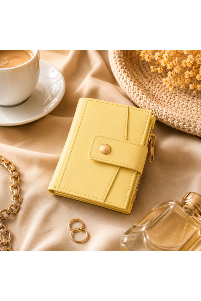 UCCELLO Women's Yellow Wallet with Card Slots, Zipper, Coin Compartments, Sna...