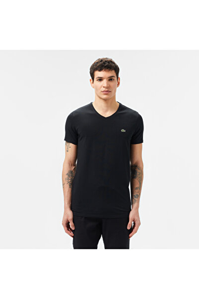 Lacoste Erkek Slim Fit V Yaka Siyah T-Shirt
