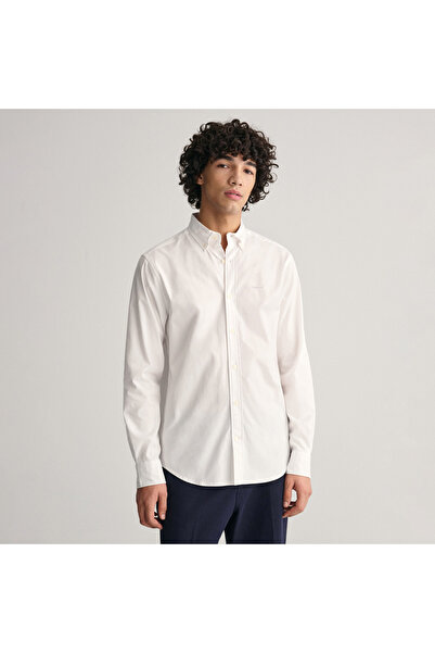 Gant Erkek Beyaz Regular Fit Düğmeli Yaka Oxford Gömlek