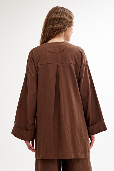 QANU Keten Kimono Kahverengi