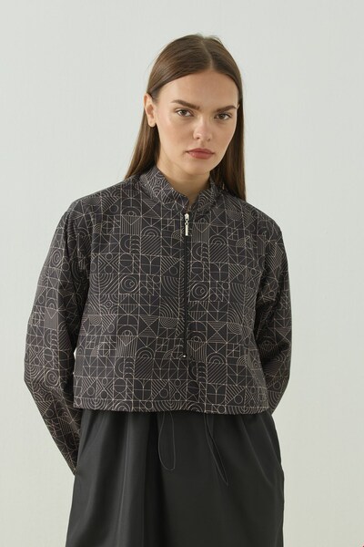 QANU Pattern Tesettür Mayo Tunik Siyah
