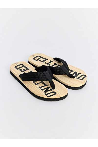 LC Waikiki Nevavm Men's Flip-Flops with Printed Text and Difference in Color