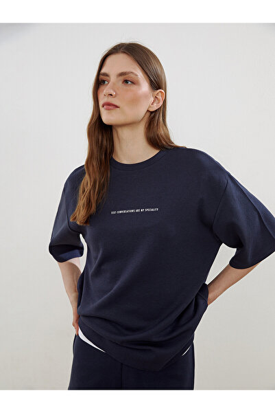 LC Waikiki Original Oval Collar Printed Oversize Women's T-Shirt